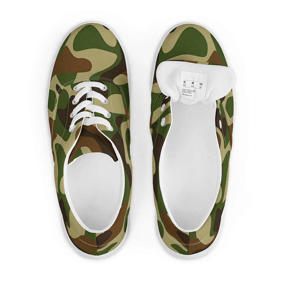 Woodland Green Army Camouflage Military Camo Pattern Women's Lace-Up Canvas Shoes product image (6)