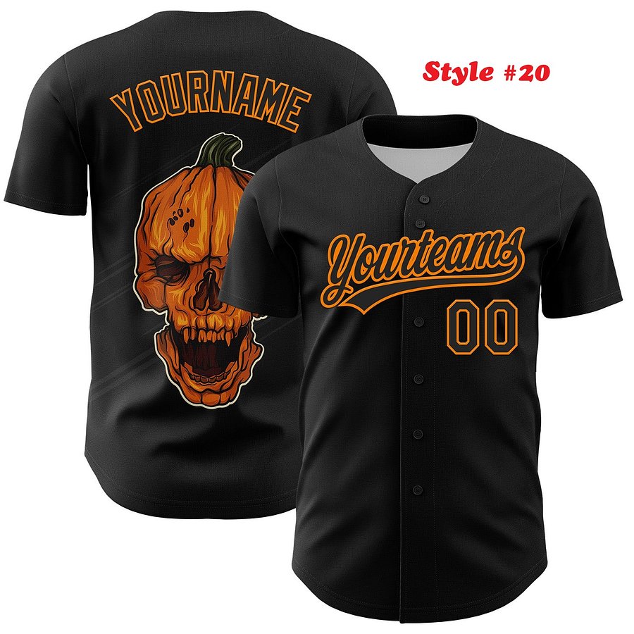Authentic Baseball Jersey, Custom Baseball Jersey, Personalized Sport Jersey, Colorful, Flowers, Number, Logo, Halloween product image (189)