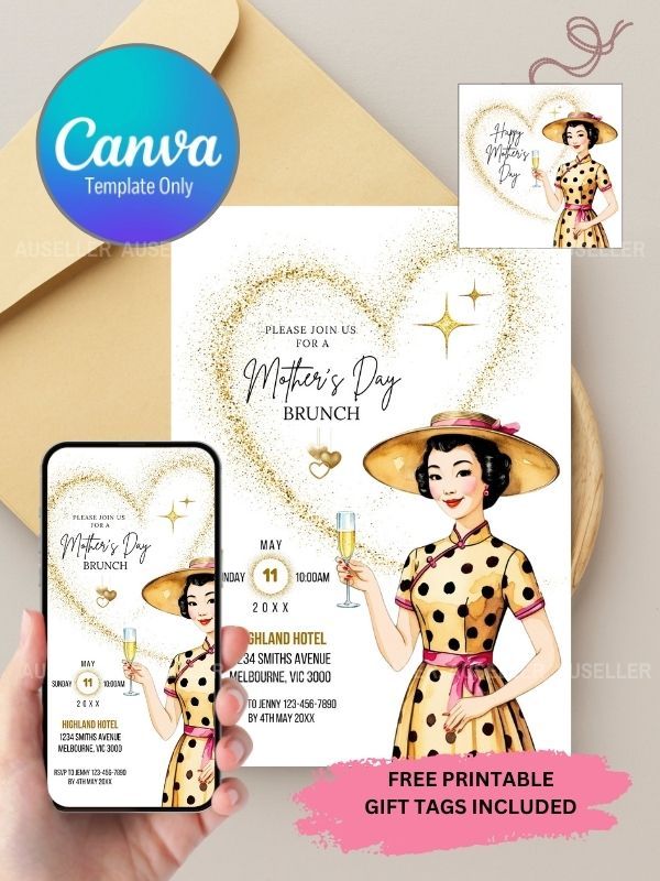 Mother's Day Brunch Invitation Bundle - Asian Lady Wearing Cheongsam product image (1)