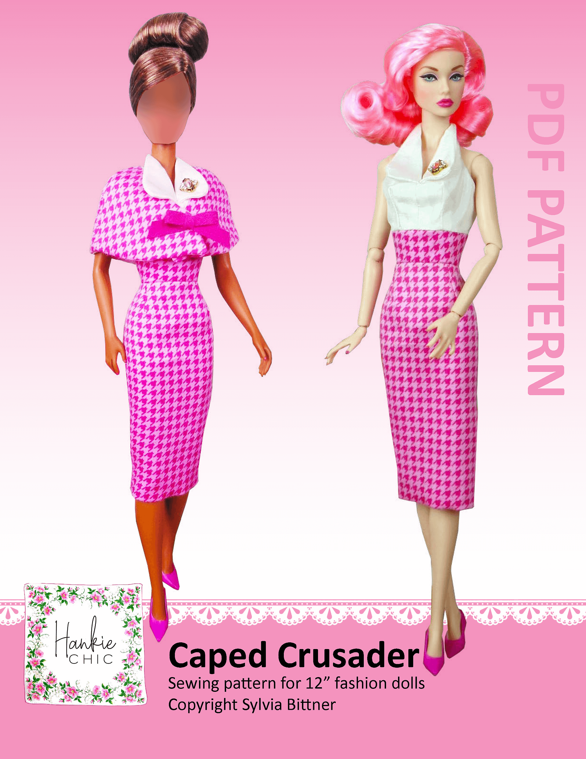 Caped Crusader sewing pattern for 12" fashion dolls product image (1)