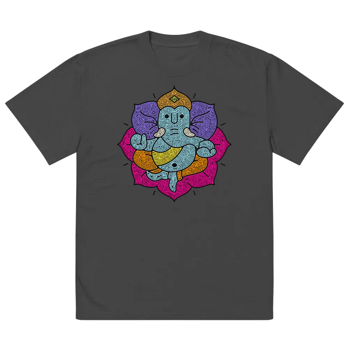 Ganesha Mosaic Lotus - Vibrant Spiritual Art Oversized Tee product image (2)