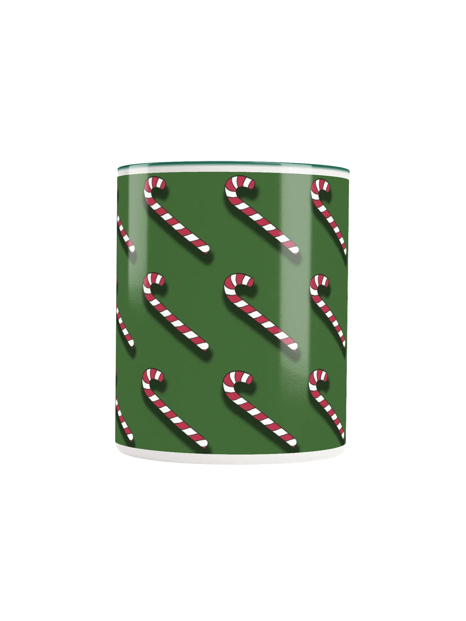 Red and White Candy Canes on Solid Green Ceramic Mug product image (15)