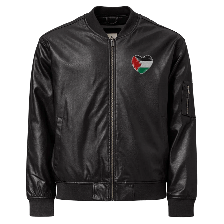 Palestine Faux Leather Bomber Jacket product image (1)