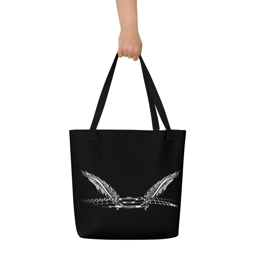 White HApex Gear White Logo Cancer Awareness Orange Ribbon. Black Large Tote Bag w/ Pocket product image (7)