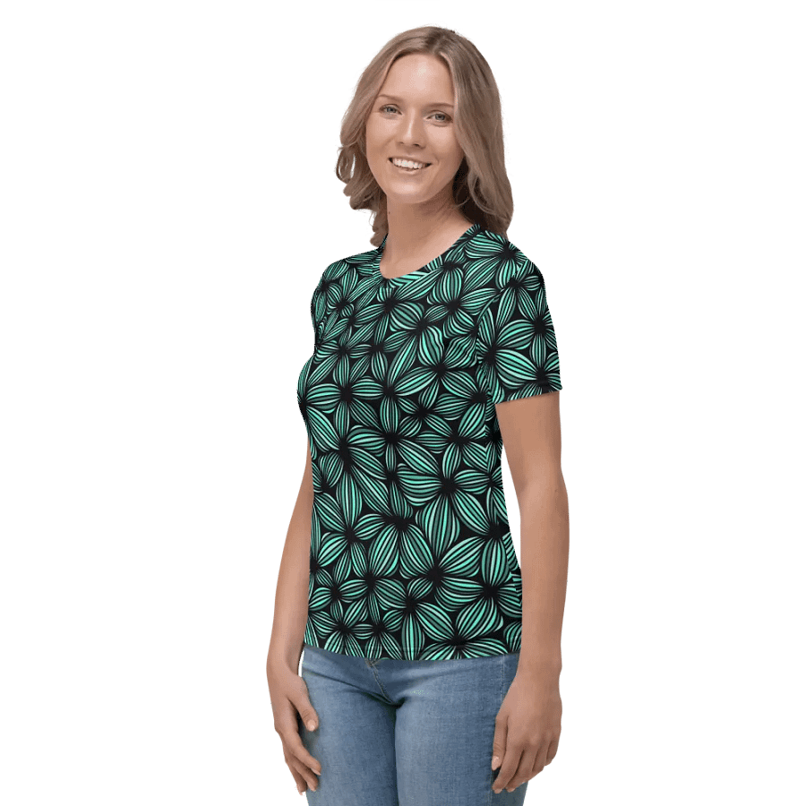 Weirdly Zen Tshirt - Green Flowers product image (6)