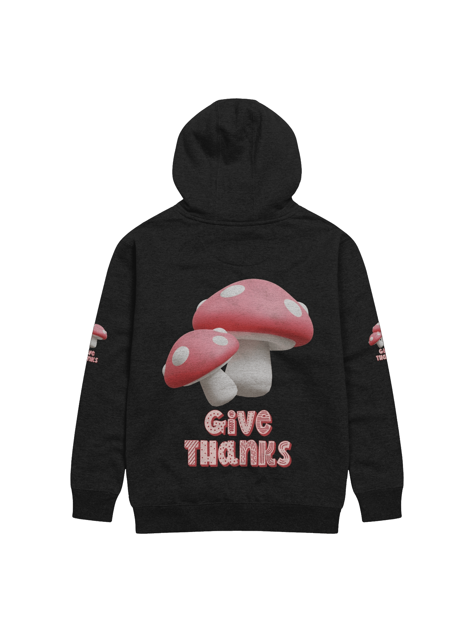 Give Thanks Hoodie – Mushroom Typography | Thanksgiving Season product image (18)