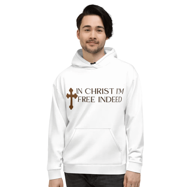 In Christ I'm free indeed recycled Unisex Hoodie product image (2)