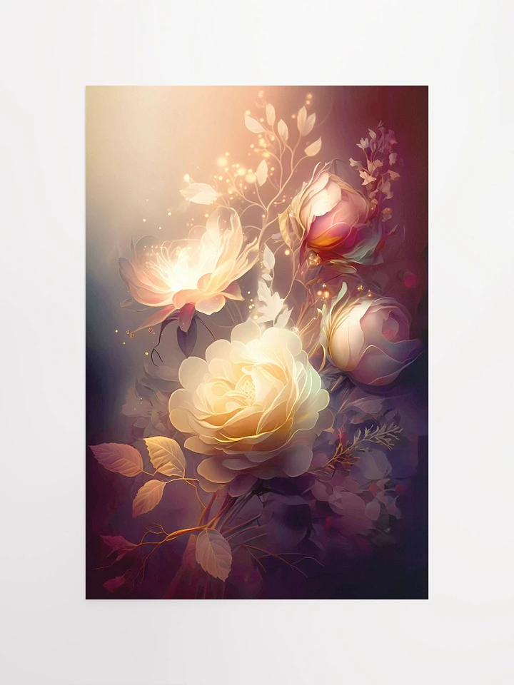 Luminous Whispers: Ethereal Glowing Flower Poster for Tranquil Home Decor Matte Poster product image (2)