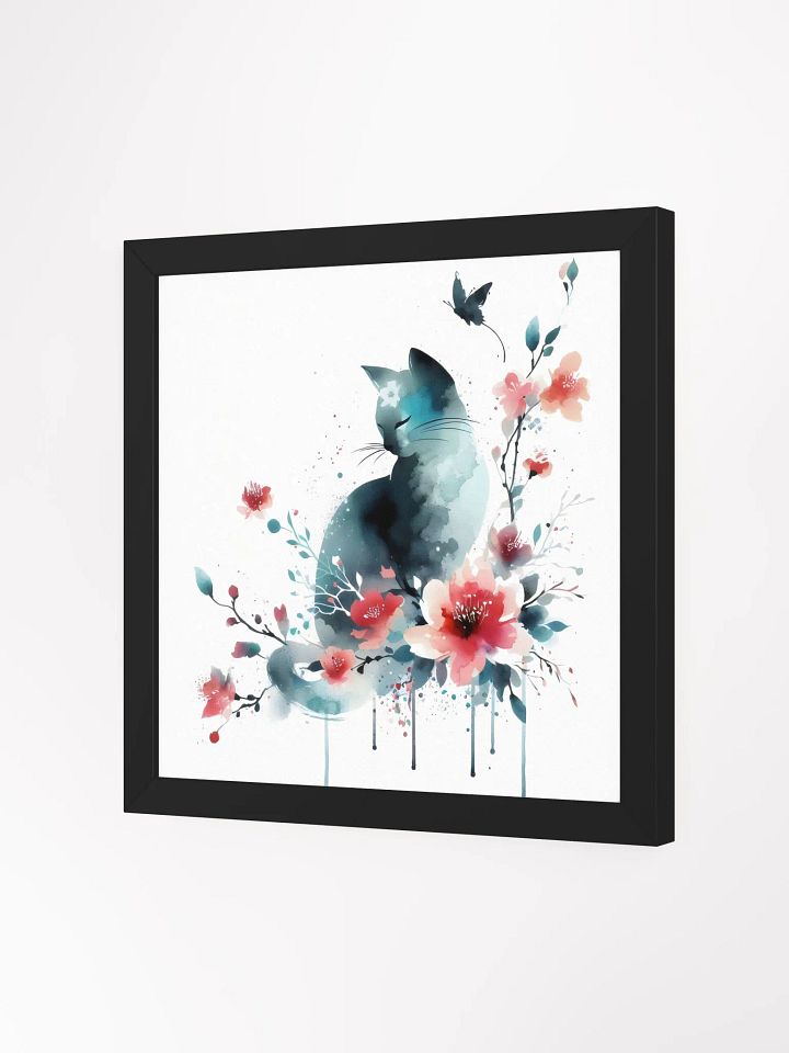 Elegant Watercolor Cat with Blossoms - Wall Art product image (6)