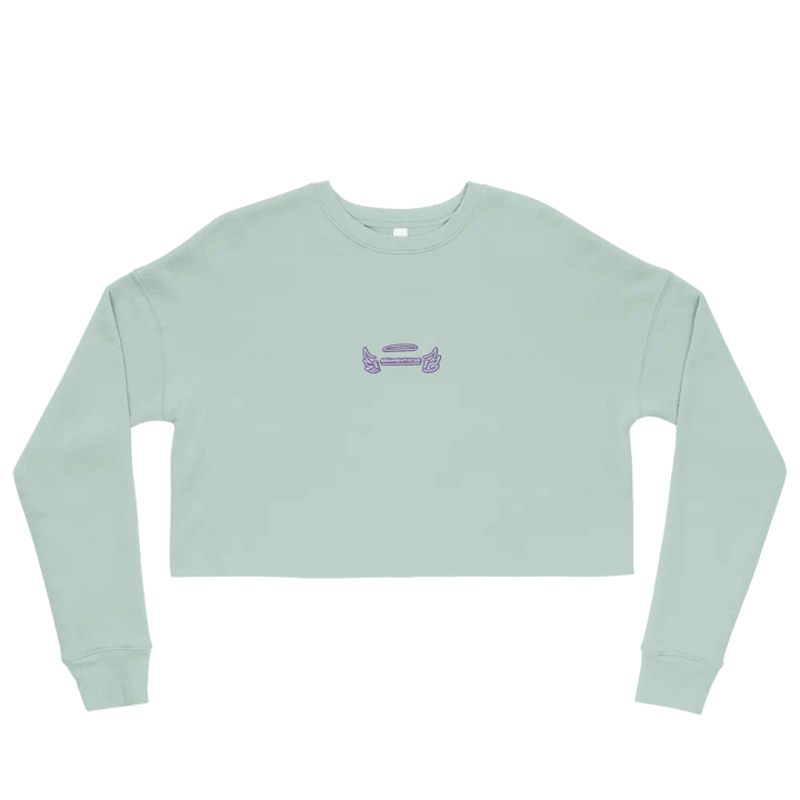 ANGELIC (purple & white thread) embroidered fleece crop crew product image (25)