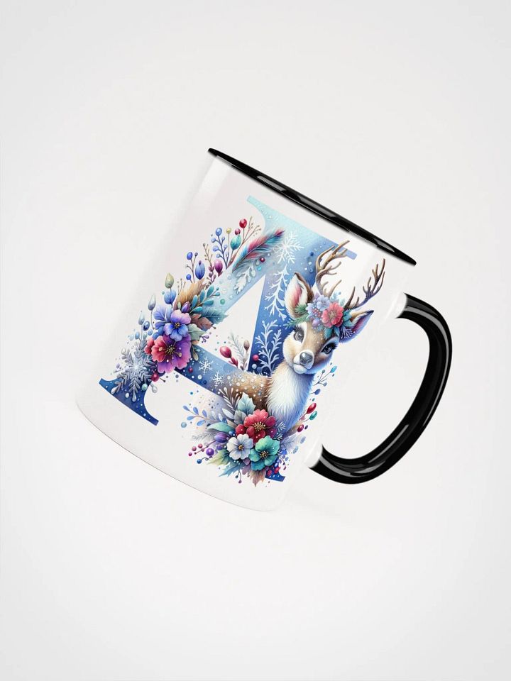 Letter A Christmas Winter Deer red, white and blue Ceramic Mug product image (1)