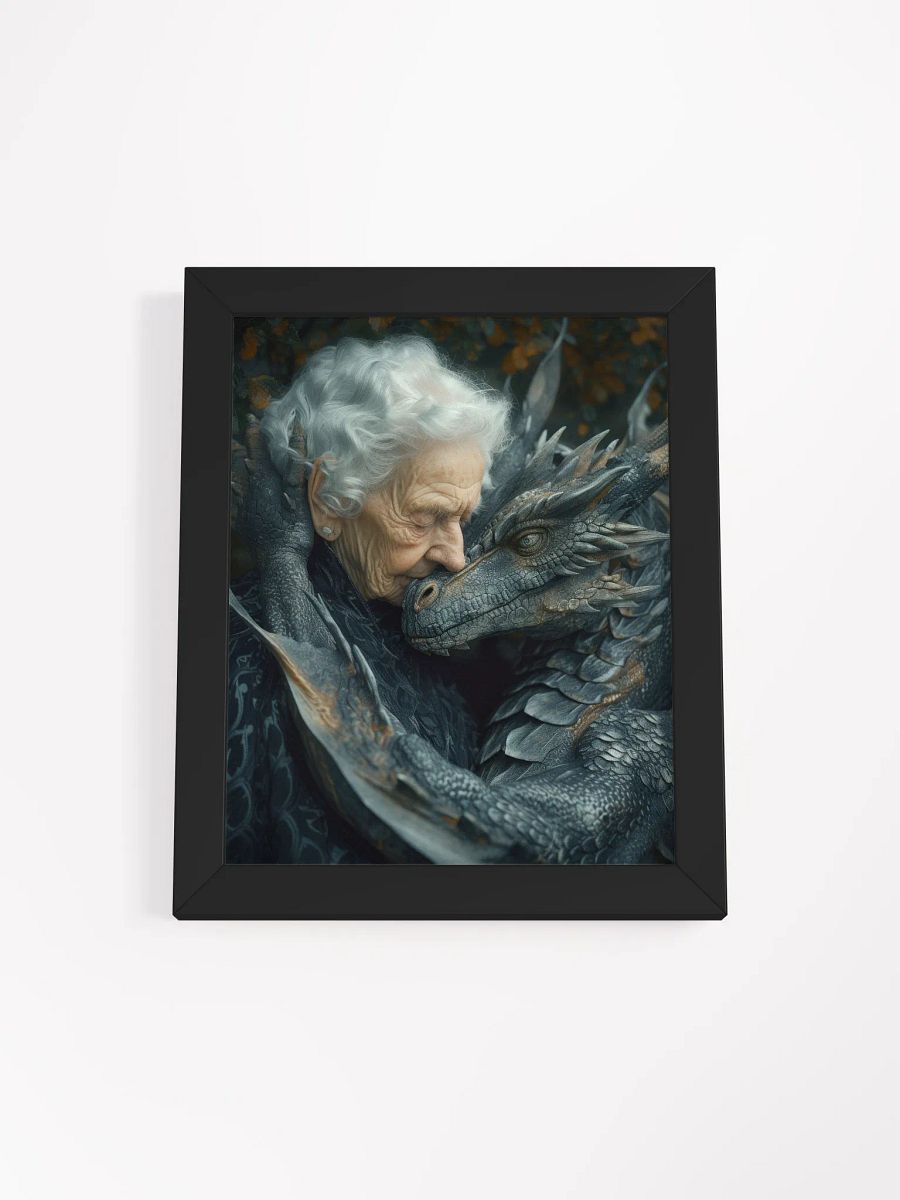 Elder lady with her dragon - Framed High Quality Matte Poster product image (4)