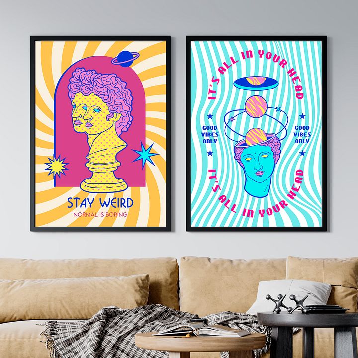 Retrowave poster/Vaporwave print: Good vibes only — anime poster, aesthetic poster, video game poster, neon light, 90s decor product image (2)