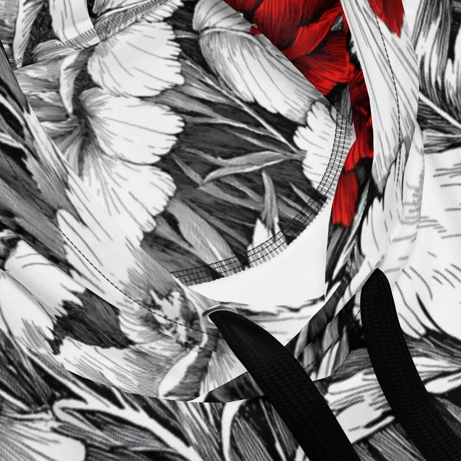 Bold Red Floral Pattern III Black Hoodie product image (4)