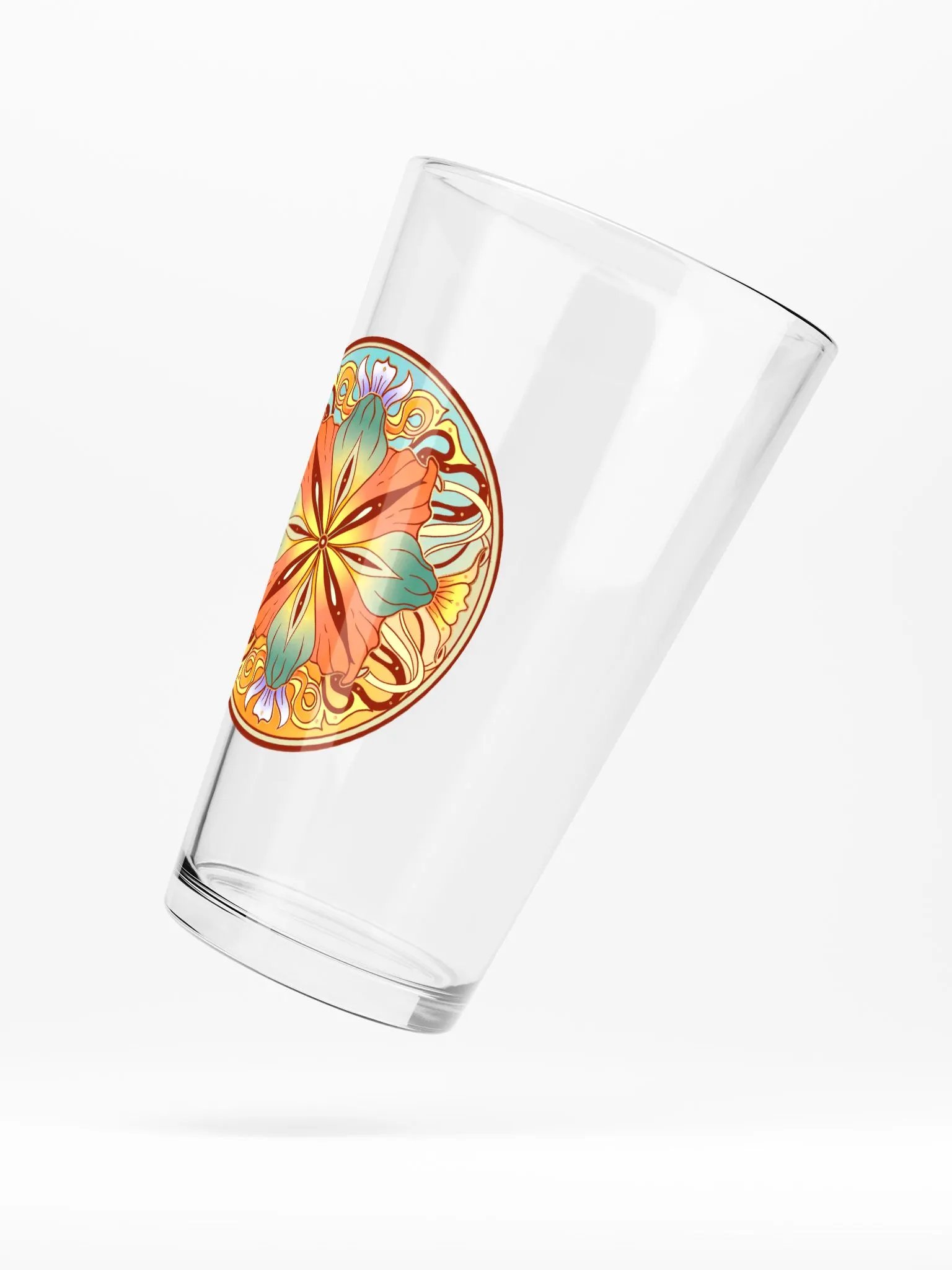 Teal Floral Mandala - Pint Glass product image (5)
