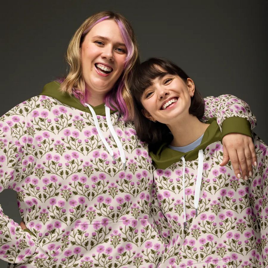 Harmony of Mums - Pink and Green - All Over Hoodie product image (3)