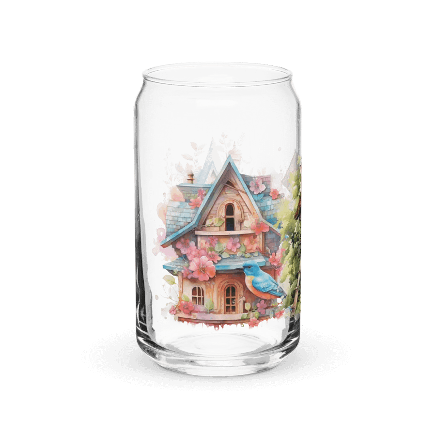 Whimsical Birdhouse Trio Glass Can Sipper product image (4)