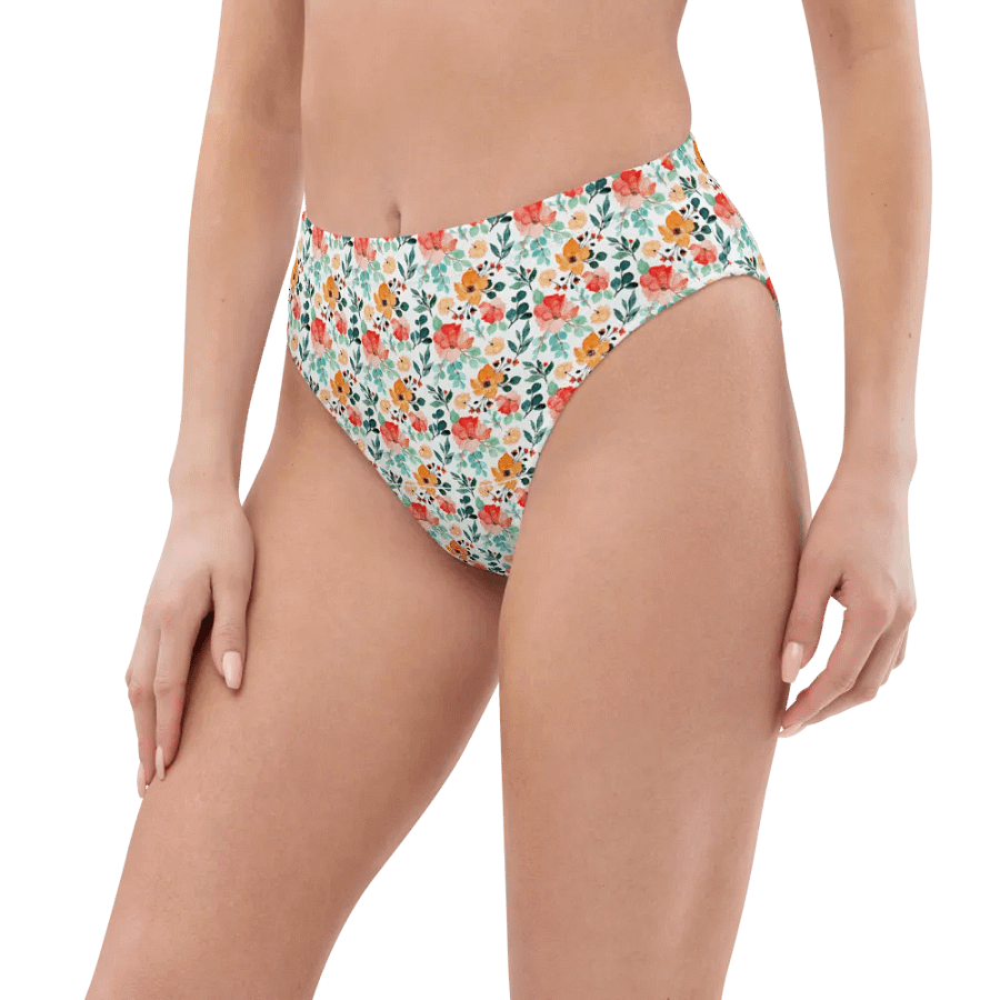 Watercolour Floral Pattern High Waisted Bikini Bottom - V4 product image (1)