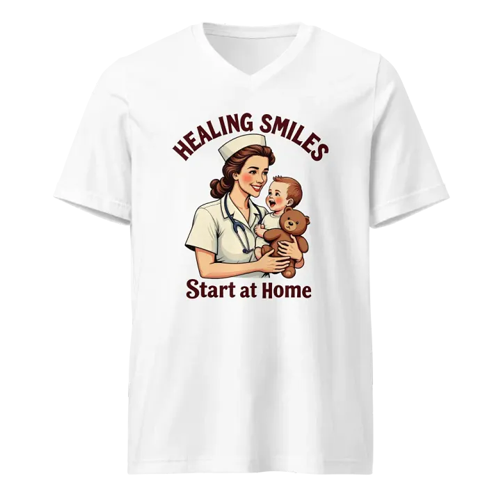 medical moms, dads, Healing Smiles Nurse V-Neck Tee product image (1)