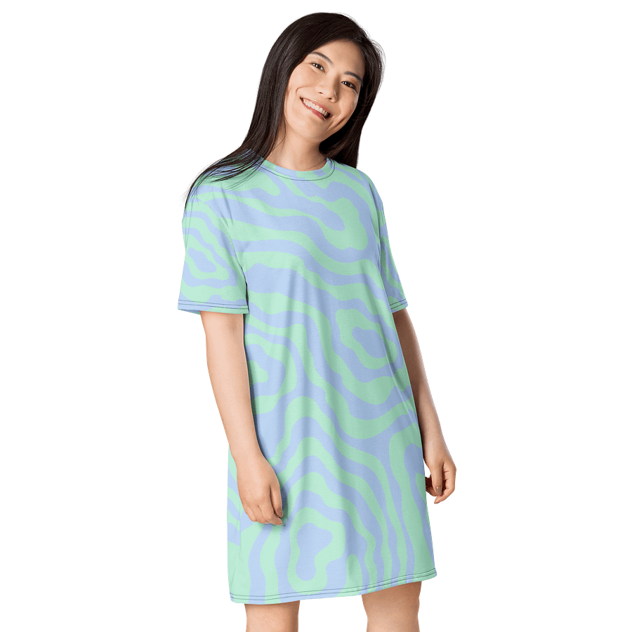 Exclusive Abstract Wave Pattern Oversized T-Shirt Dress | TDS Music product image (4)