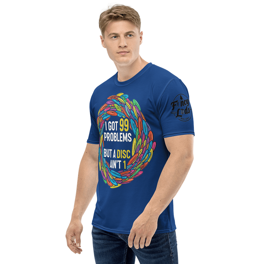 Fancy Lads Men's Blue T-Shirt "I Got 99 Problems But A Disc Ain't 1" product image (3)