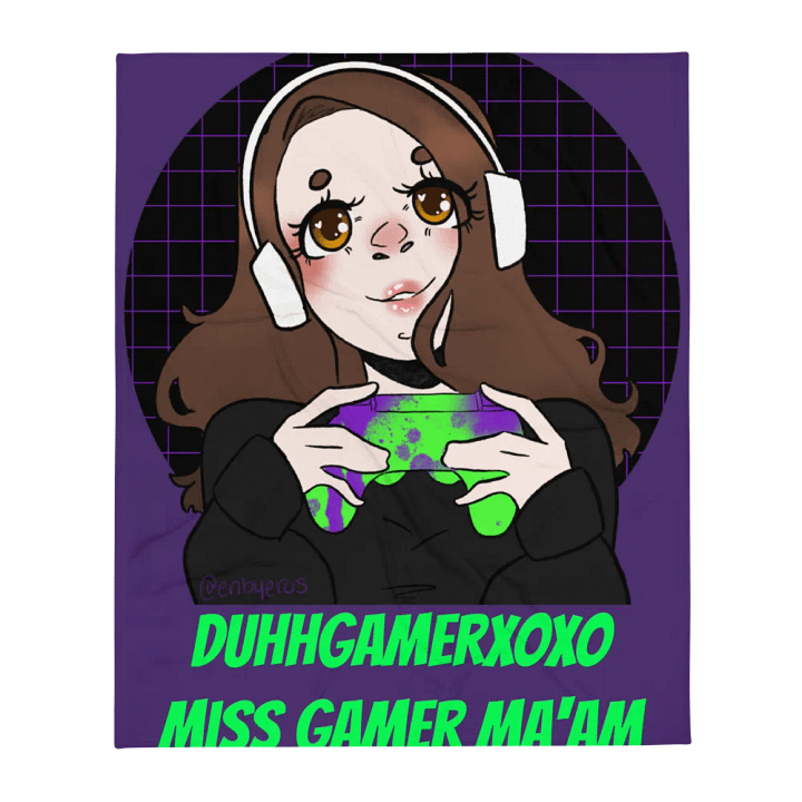 DuhhGamerXOXO/Miss Gamer Blanket - Purple w/ Green Text product image (1)