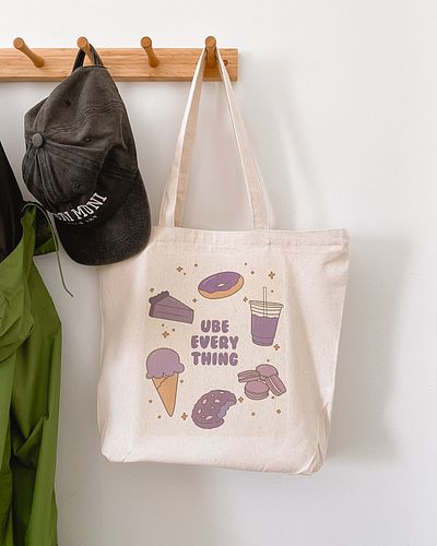 Ube Everything tote bags are available for purchase tomorrow on top of my clay jewelry at @mabuhay757’s 2nd Ube Market! They’...