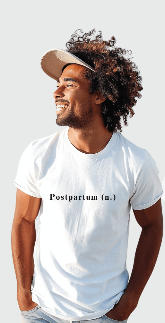 Empowering Postpartum White T-Shirt, Gift for New Dads, Celebrate Fatherhood, Green Splash product image (3)