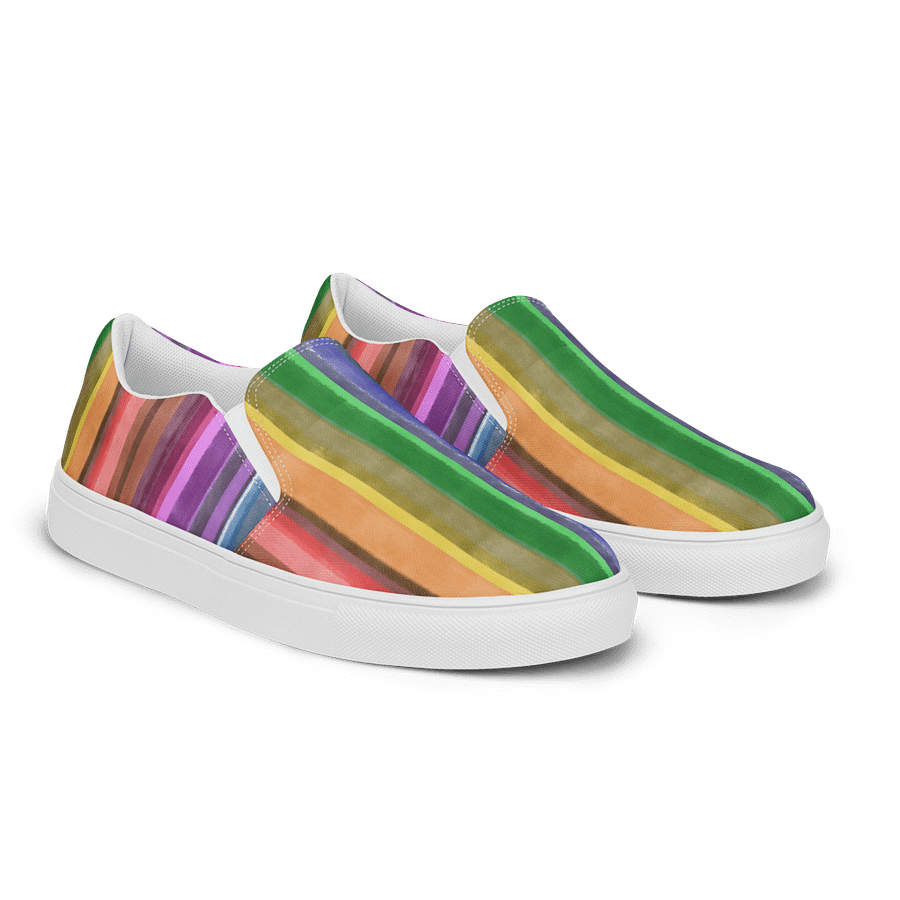 Cool Gouache Striped Men's Canvas Slip-On Shoes product image (3)