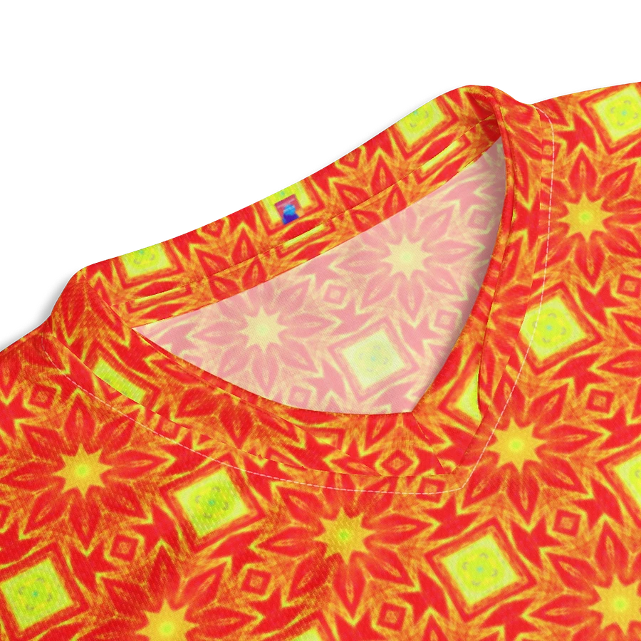 Abstract Orange Repeating Flower Unisex V Neck Sports Jersey product image (10)