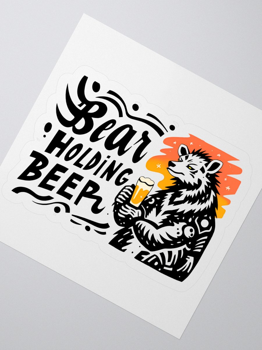 Stylized Bear with Beer Glass | Creative Typography Print Sticker product image (5)