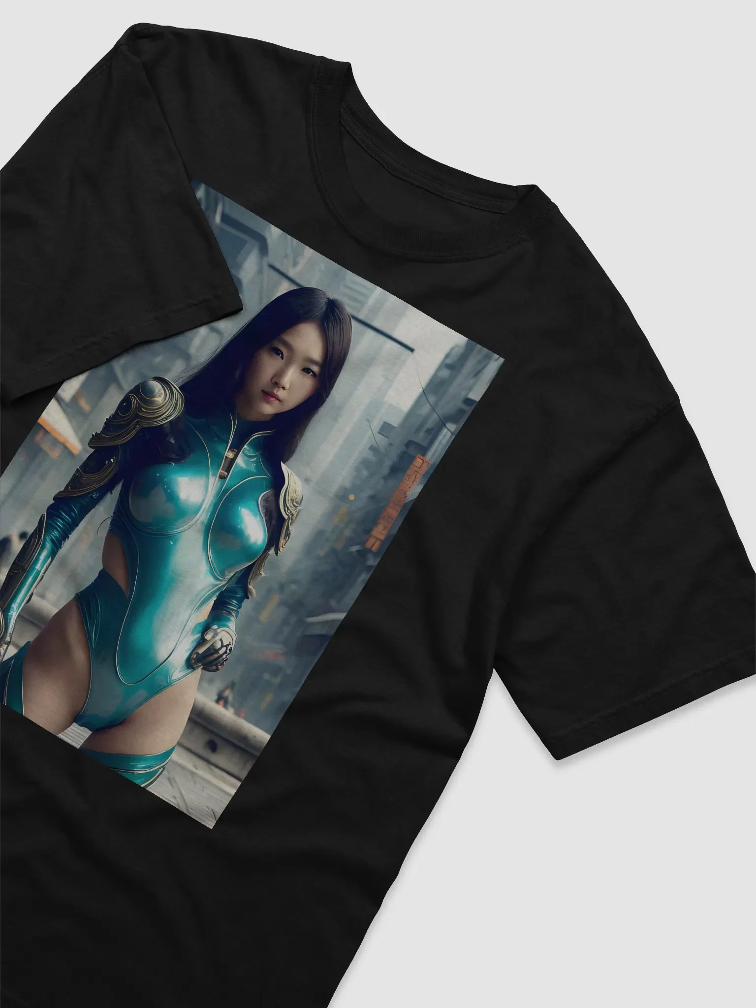 Lovely Asian Cyberpunk Portrait - Cool Art T-Shirt product image (3)