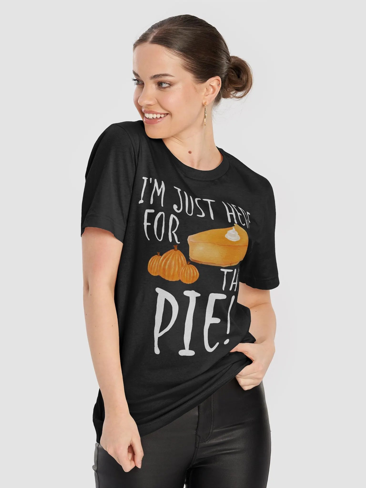 🥧 I'm Just Here for the Pie T-Shirt | Funny Thanksgiving Shirt | Cute Pumpkin Pie Tee product image (8)