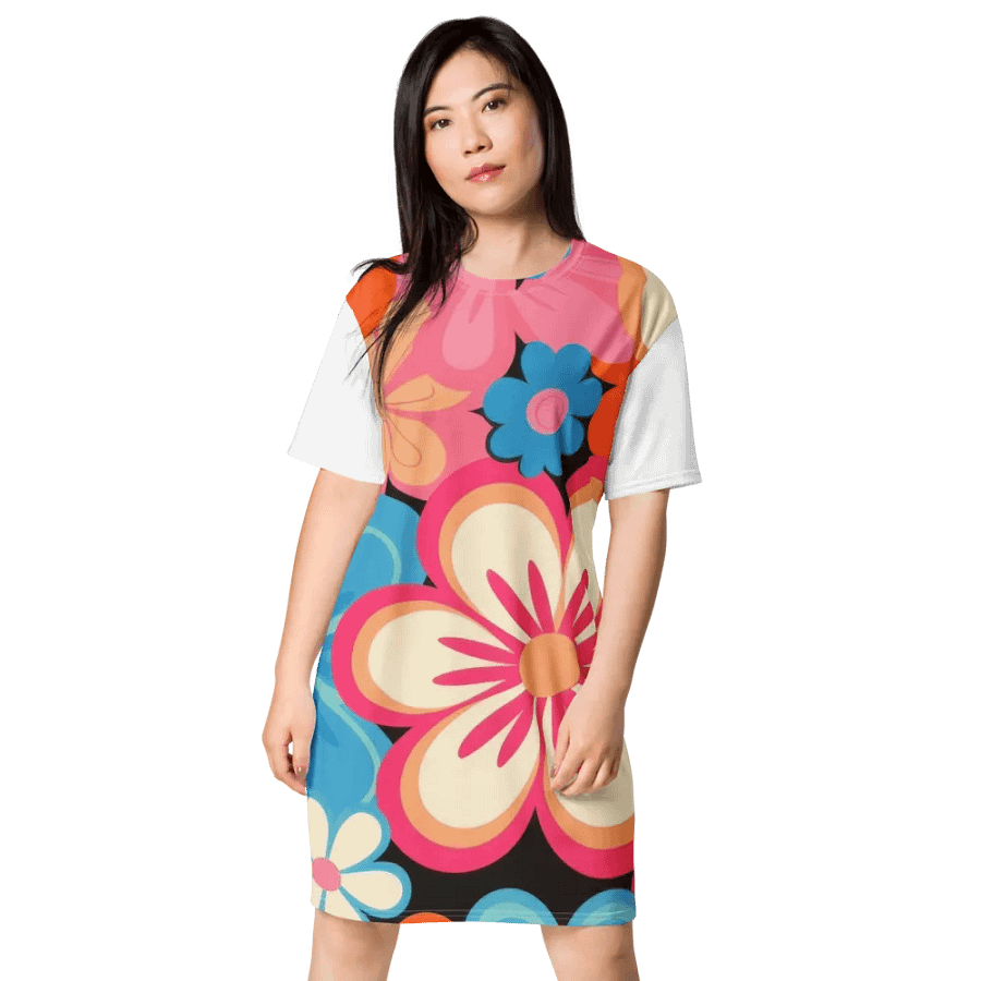 Retro Floral Fantasy T-Shirt Dress product image (5)