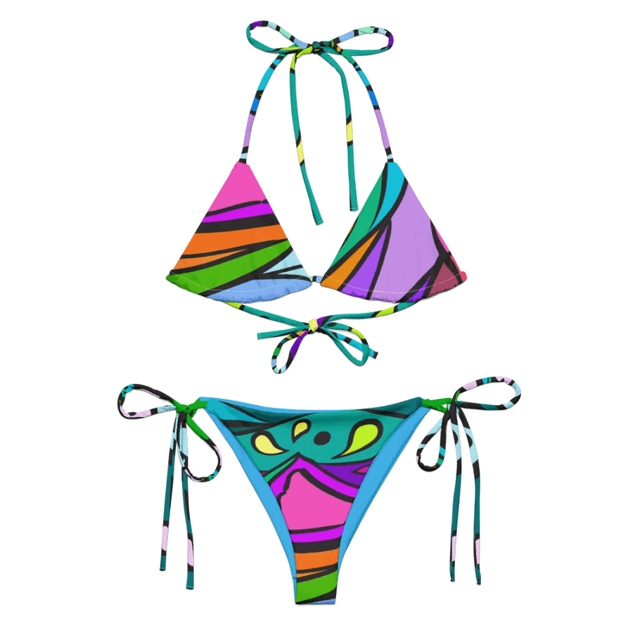 Vibrant Mosaic Dreams String Bikini - Wave at Sunset product image (3)