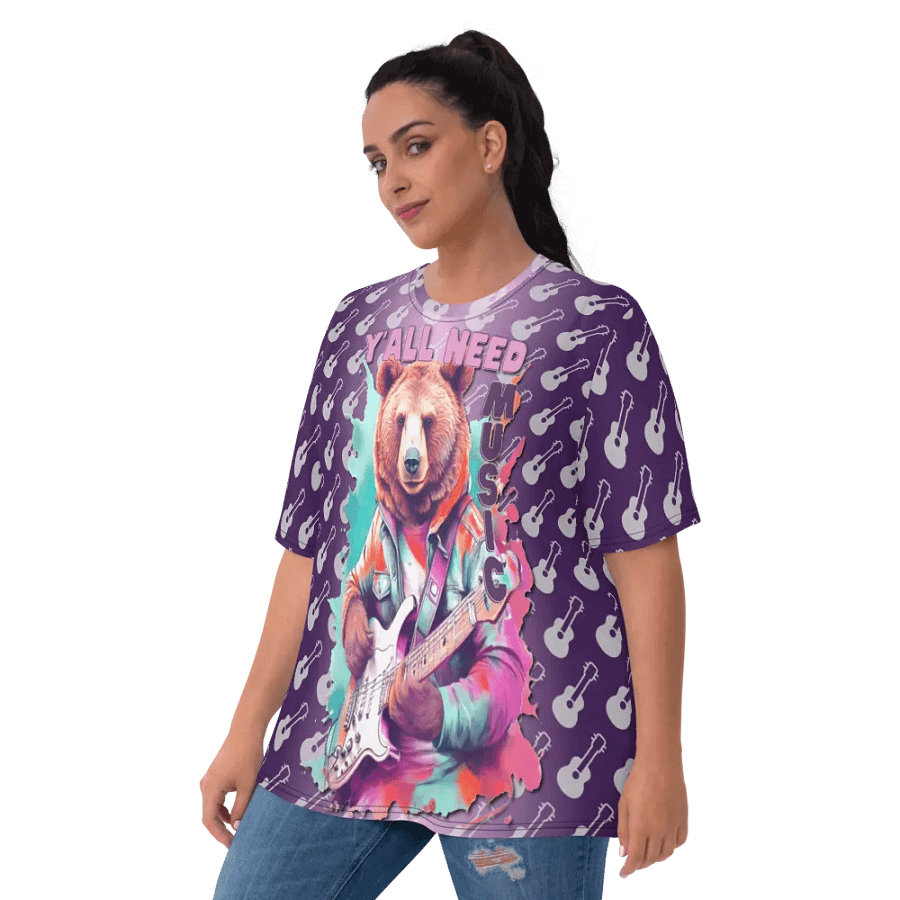 Y'all Need Music Bear All Over Print T-shirt product image (10)