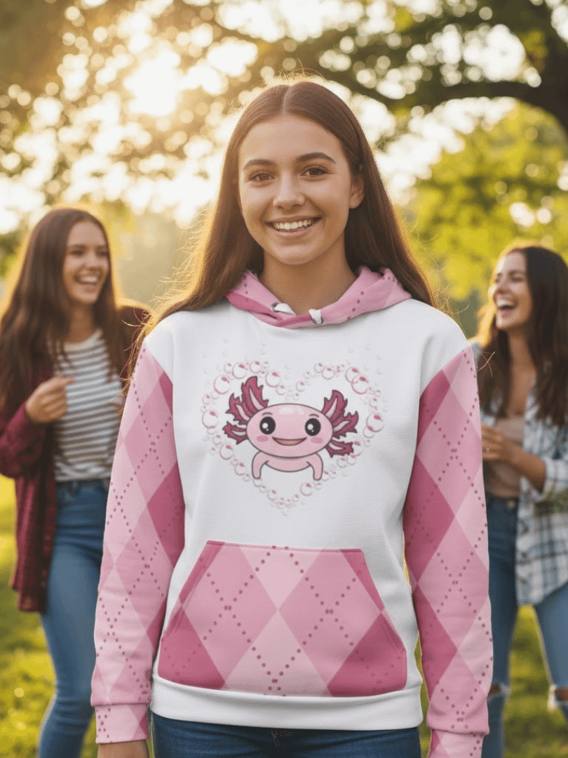 Pink And White Axolotl Hoodie product image (1)