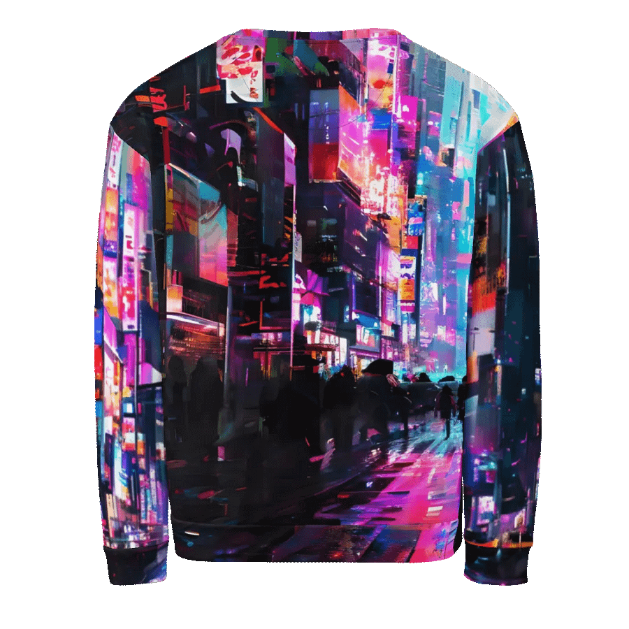 Cyberpunk-Themed All-Over Print Recycled Unisex Sweatshirt product image (4)