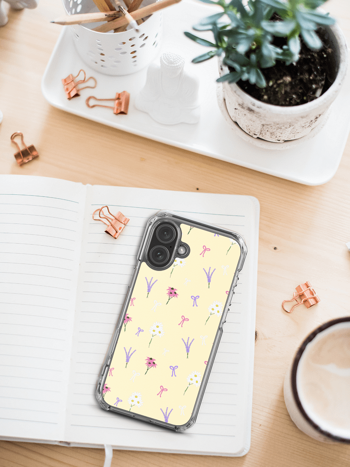 Wildflowers and Bows Pattern- Yellow Background Phone Case product image (1)