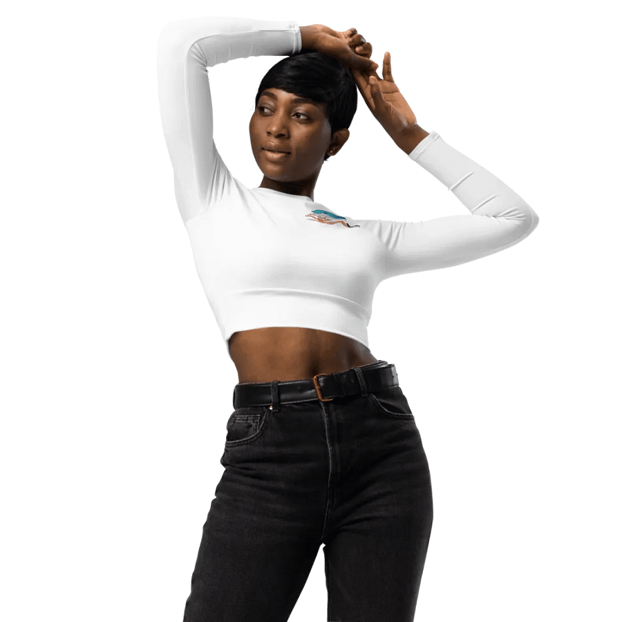 Chibi Dolphin Long Sleeve Crop Top product image (3)