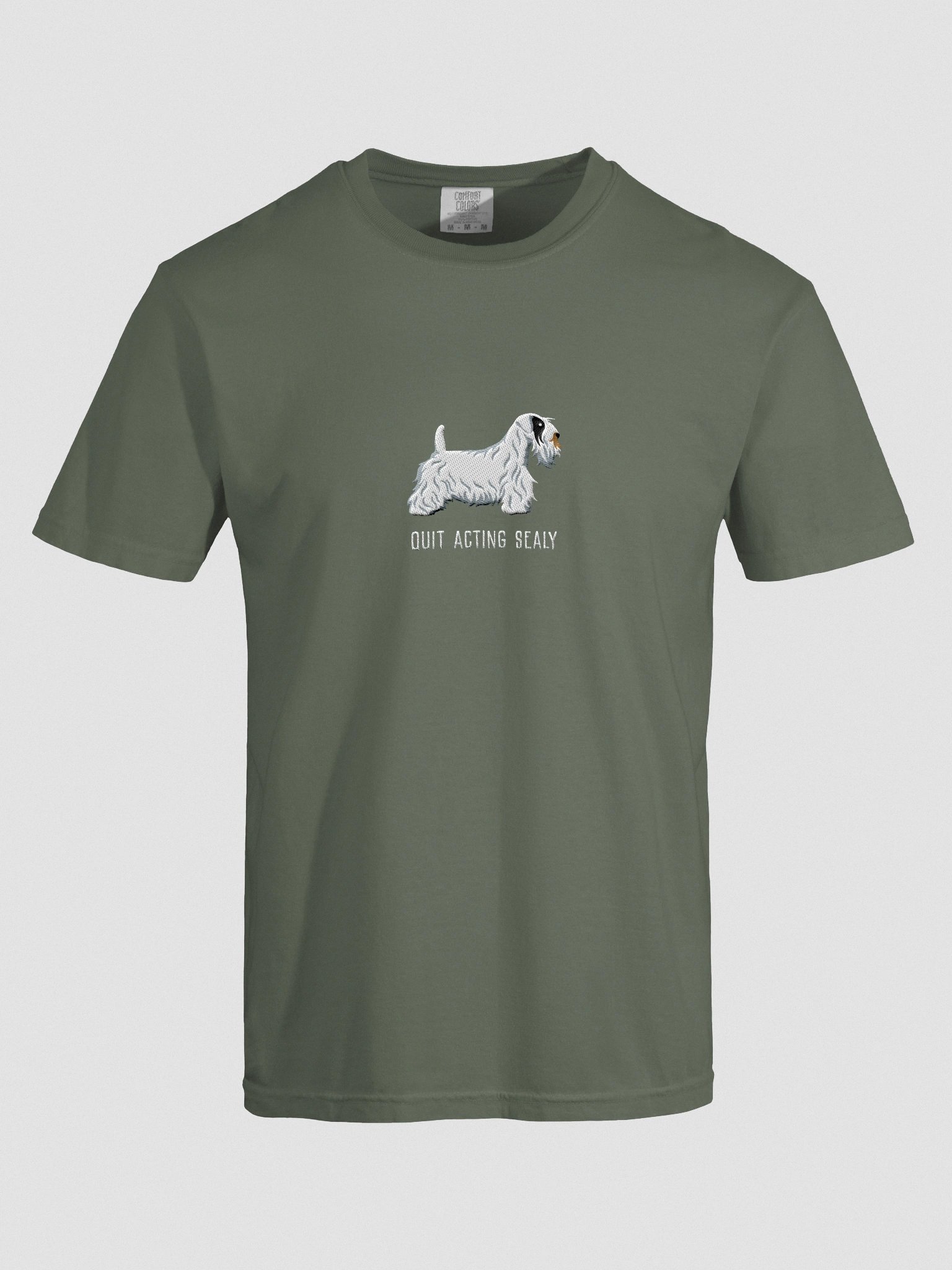 Quit Acting Sealy T-Shirt(Embroidered) of a Sealyham Terrier(Black & White) product image (10)