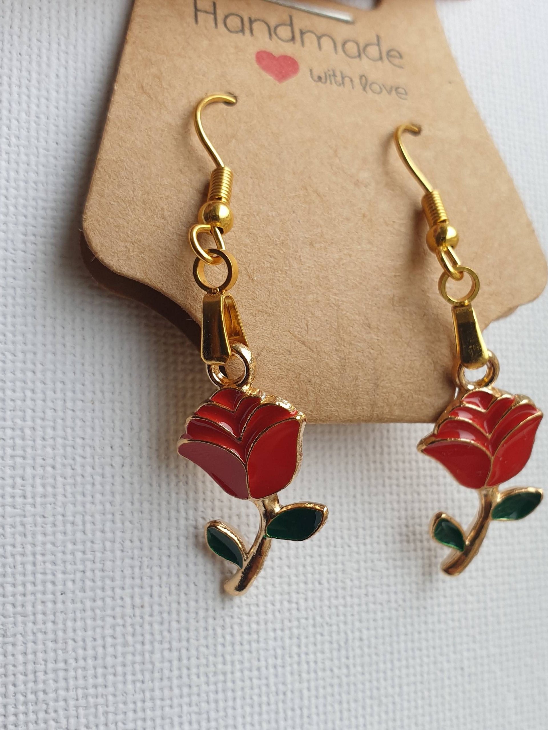 Red rose earrings product image (1)