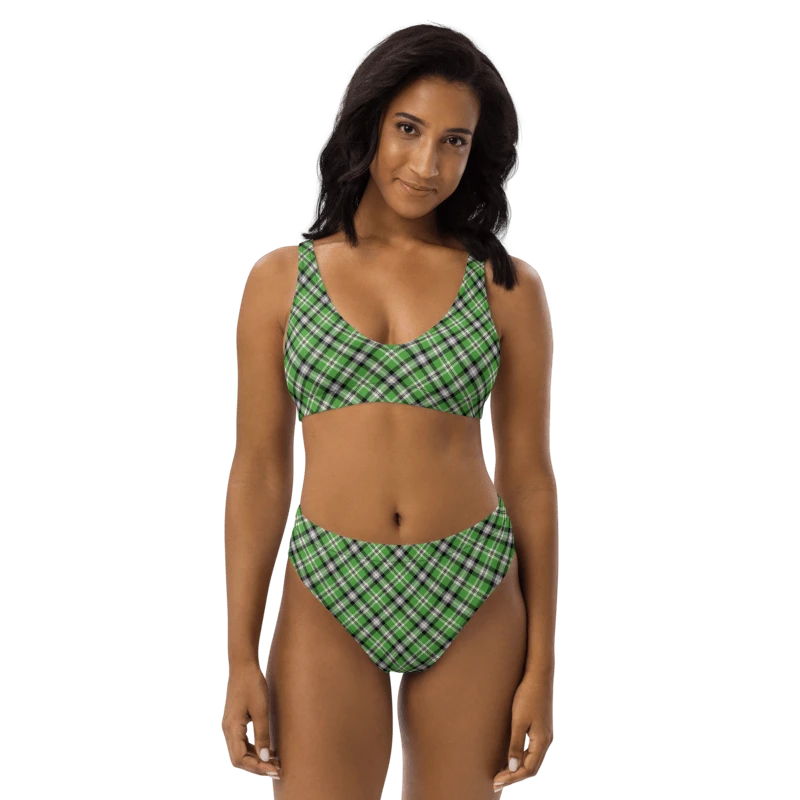 Bright Green, Black, and Gray Plaid Bikini product image (1)