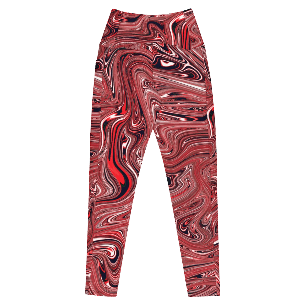 Leggings with Pockets - Brown, Black and White Fluid Swirls product image (7)