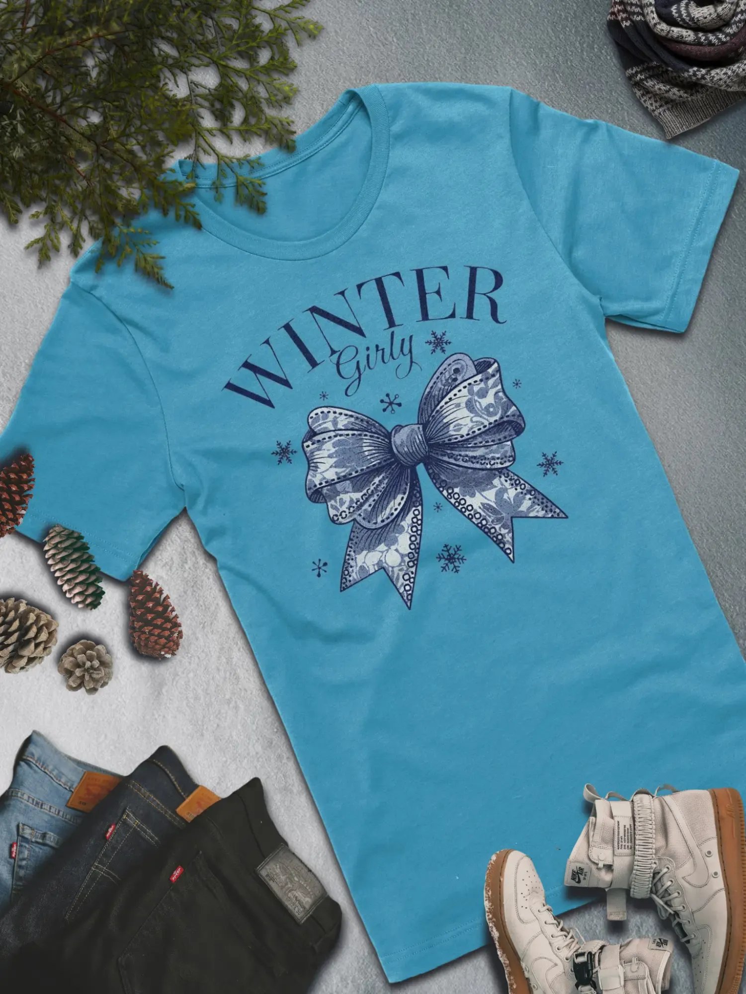 Winter Girly Bow T-Shirt – Elegant and Feminine Winter Fashion product image (4)