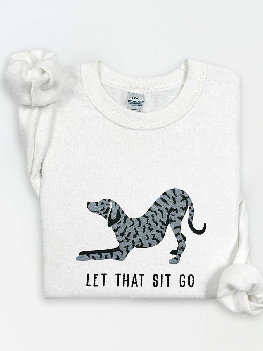 Let That Sit Go Sweatshirt (Embroidered) of a Plott Hound(Blue Brindle) product image (1)