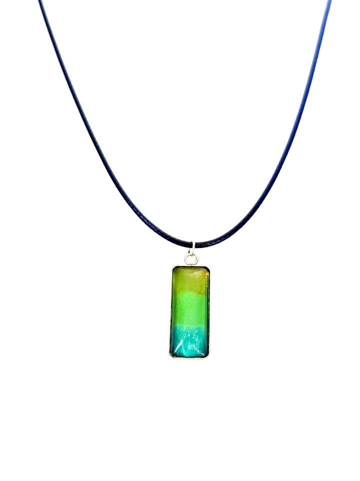 Electric Tide Pendant Necklace | Yellow Green Gradient | Rectangle Cabochon | Monique Faella Designs™ | MFD-00150 product image (2)