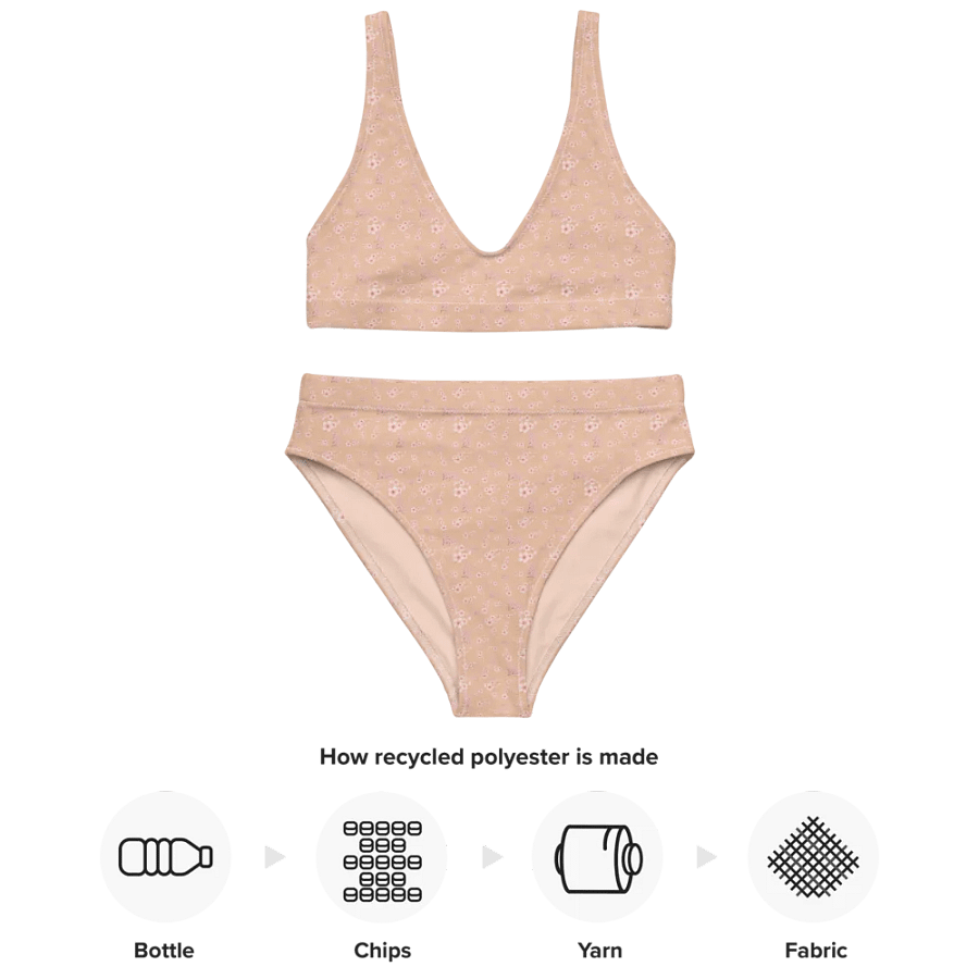 Cherry Blossoms on Cream Eco-Green Two-Piece Bikini Swimsuit product image (6)