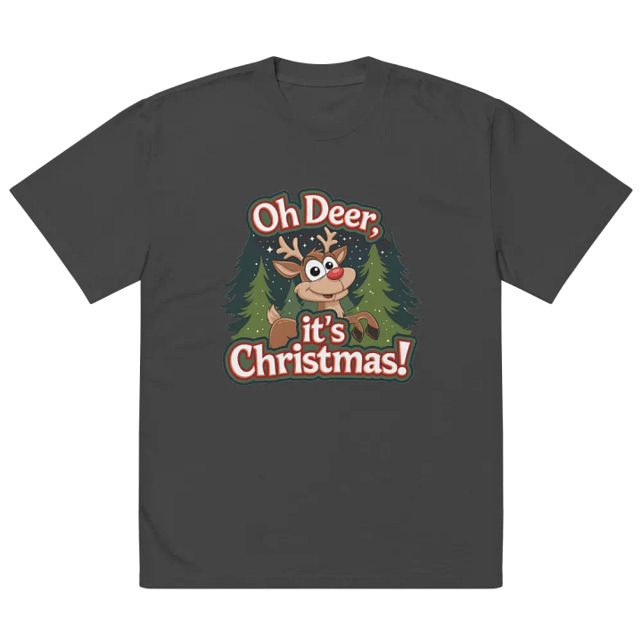 Cheerful Reindeer Christmas Oversized Tee product image (2)
