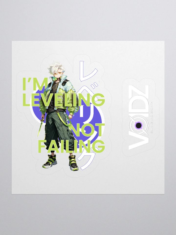 Leveling, not failing - Male anime Sticker + VOIDZ logo product image (2)